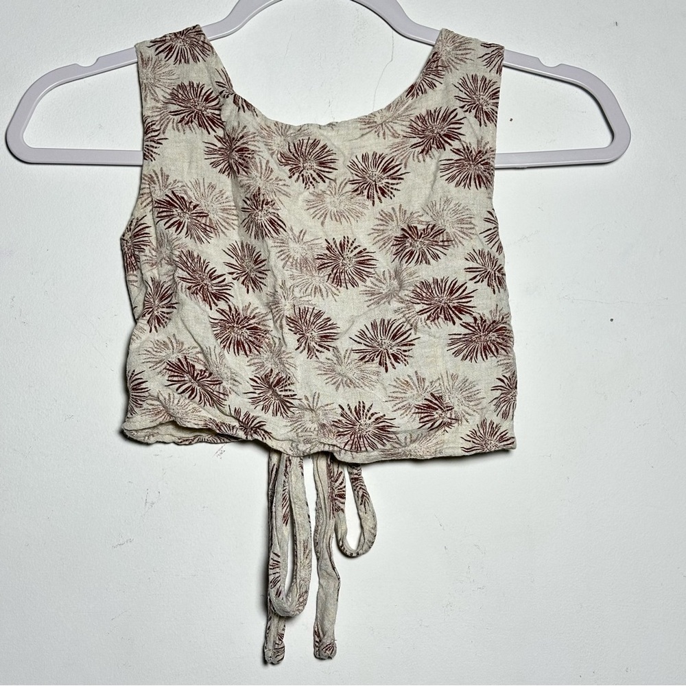 SHEIN Boho Floral Tie Back Crop Top Sleeveless Knit Small S US 4 - Picture 2 of 6